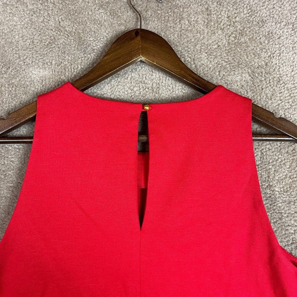 Banana Republic Mini Dress Petite Size 12P Red Sleeveless Ponte Knit Ruffle Hem - Picture 10 of 12